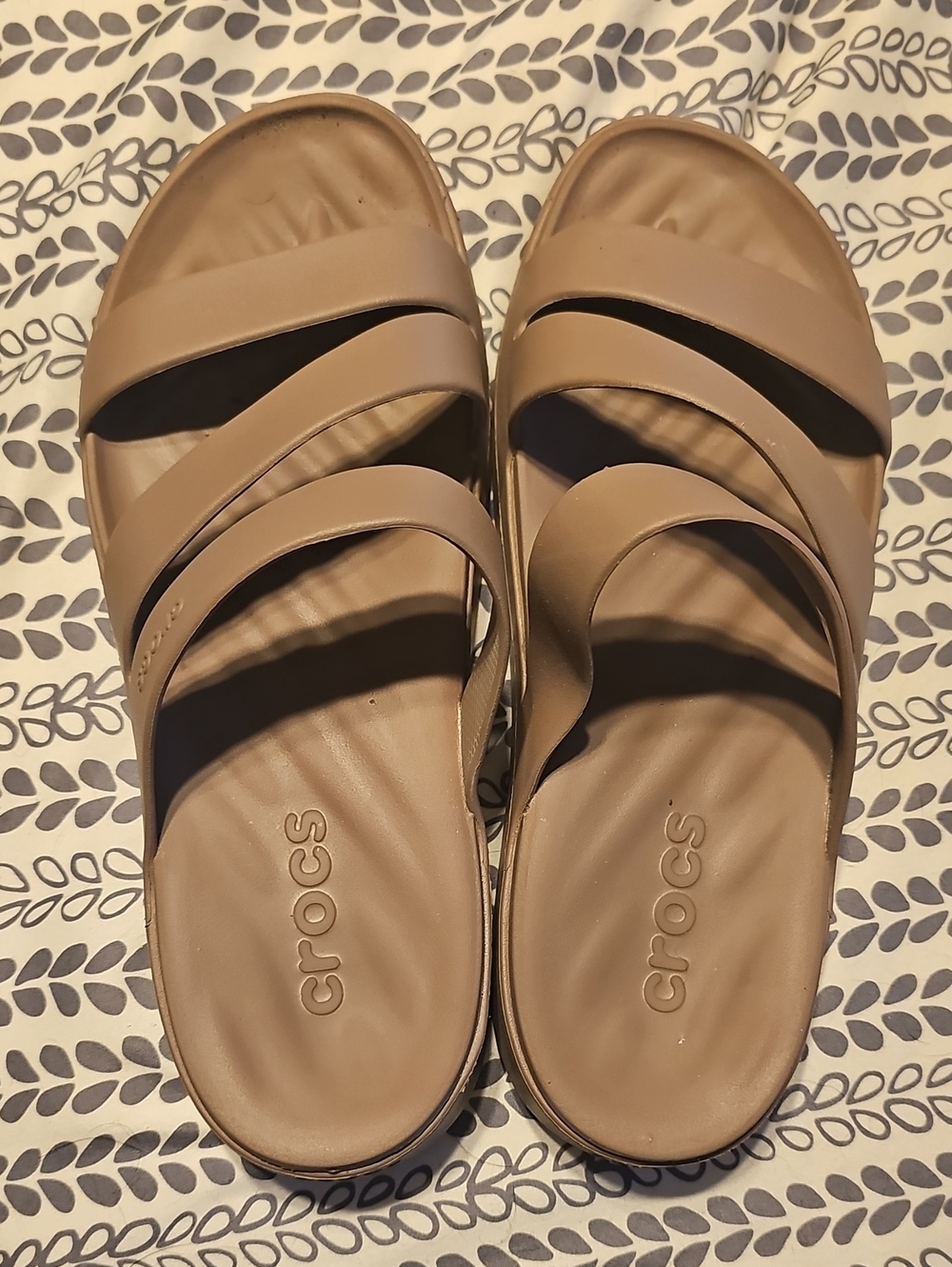Crocs Women’s Tan Slide Sandals - Comfortable Everyday Slip-Ons